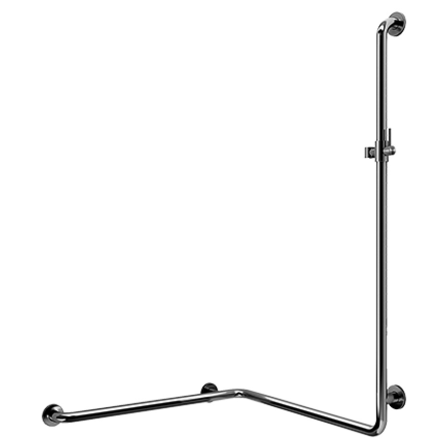 Barre d'appui d'angle
pour douche INEOLINE PLUS
76,3 x 76,3 cm, H 120 cm
glissière de douche
avec support à rotule
appui vertical à droite
acier inoxydable, Design Grip
matériel de fixation inclus