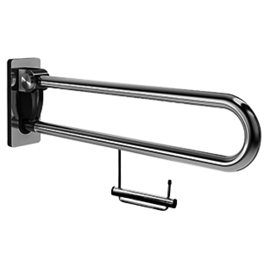 Barre d'appui escam. INEOLINE
PLUS/PURE, S 60 cm, avec
plaque interchangeable, frein
de sécurité, avec porte-papier
acier inoxydable, Design Grip
sans matériel de fixation