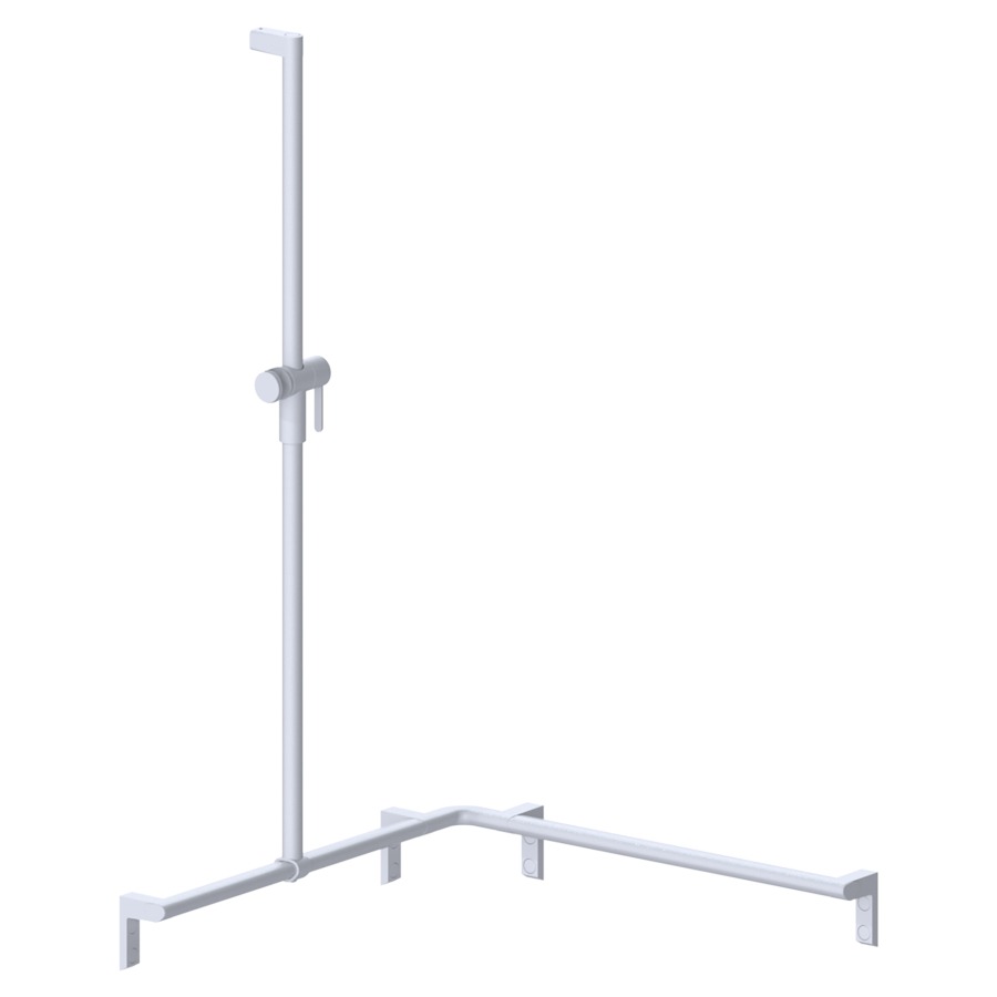 Barre d'appui d'angle
pour douche CAVERE
75 x 75 x 120 cm, aluminium
avec glissière de douche et
support de douche à gauche
set de fixation inclus