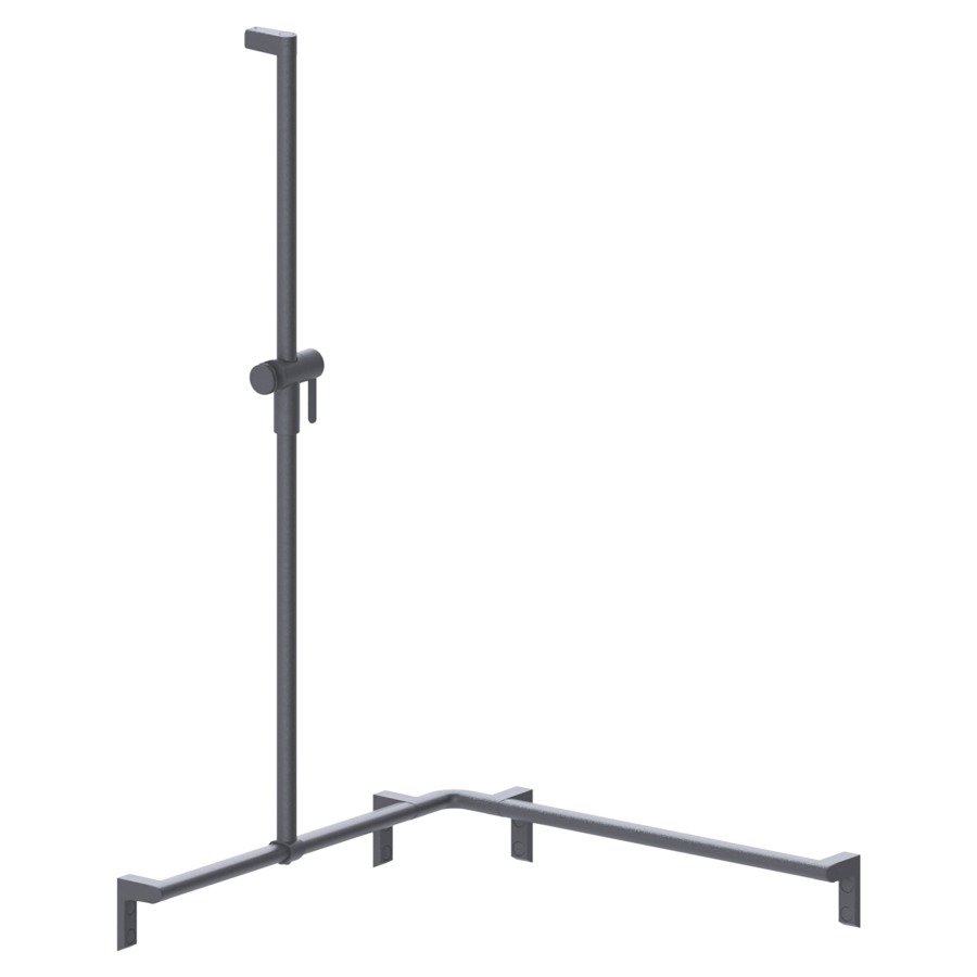 Barre d'appui d'angle
pour douche CAVERE
75 x 75 x 120 cm, aluminium
avec glissière de douche et
support de douche à gauche
set de fixation inclus