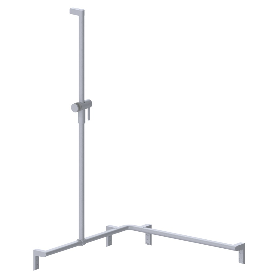 Barre d'appui d'angle
pour douche CAVERE
75 x 75 x 120 cm, aluminium
avec glissière de douche et
support de douche à gauche
set de fixation inclus