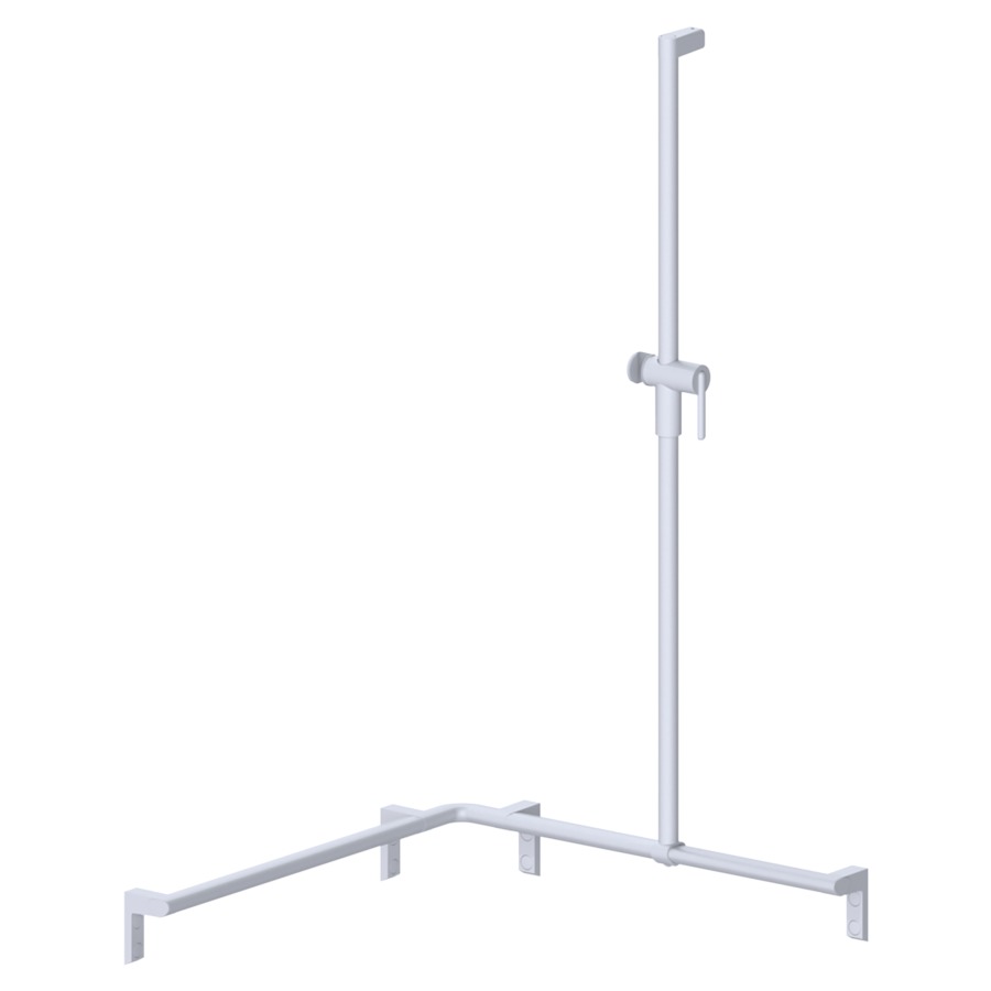 Barre d'appui d'angle
pour douche CAVERE
75 x 75 x 120 cm, aluminium
avec glissière de douche et
support de douche à droite
set de fixation inclus