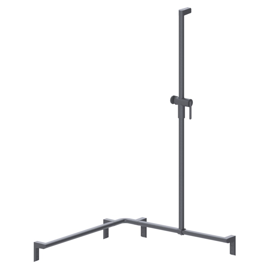 Barre d'appui d'angle
pour douche CAVERE
75 x 75 x 120 cm, aluminium
avec glissière de douche et
support de douche à droite
set de fixation inclus
