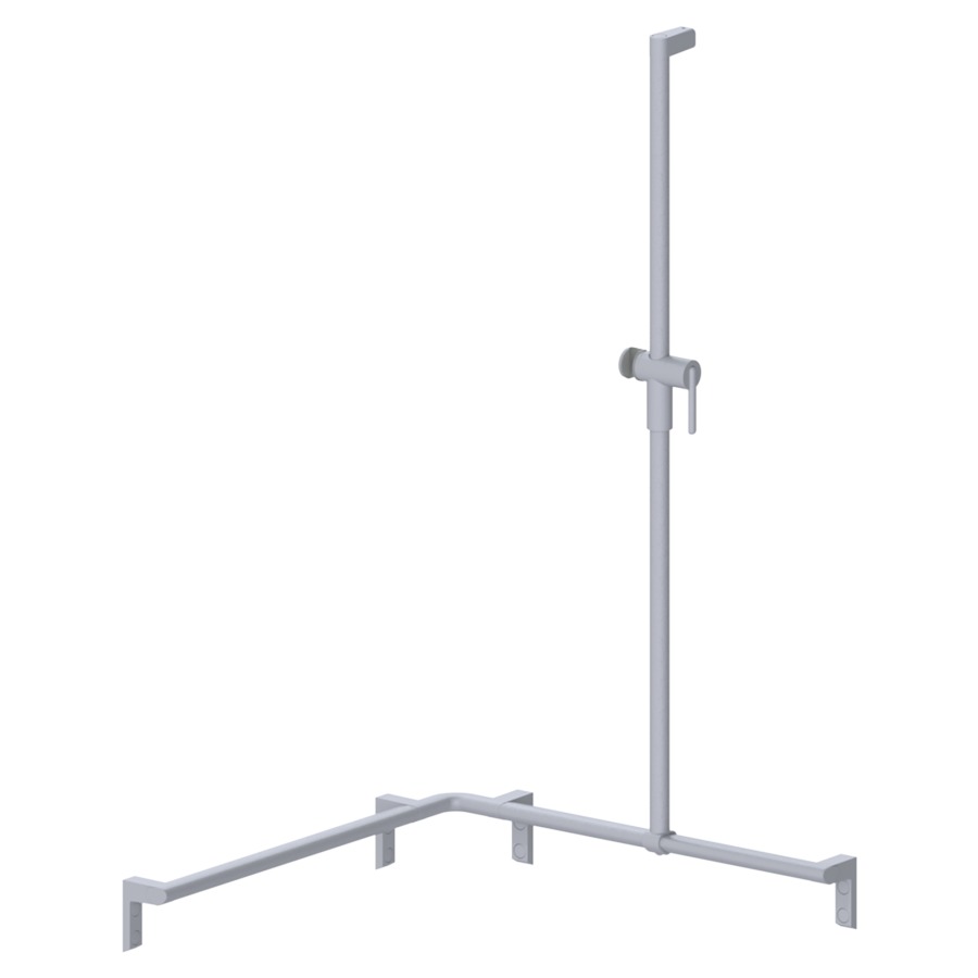 Barre d'appui d'angle
pour douche CAVERE
75 x 75 x 120 cm, aluminium
avec glissière de douche et
support de douche à droite
set de fixation inclus