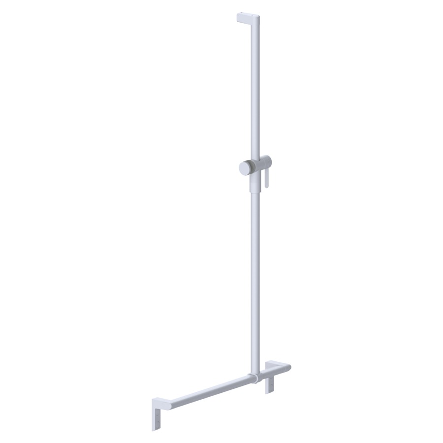 Barre d'appui coudée CAVERE
60 x 120 cm, aluminium
interchangeable gauche/droite
avec glissière de douche et
support de douche