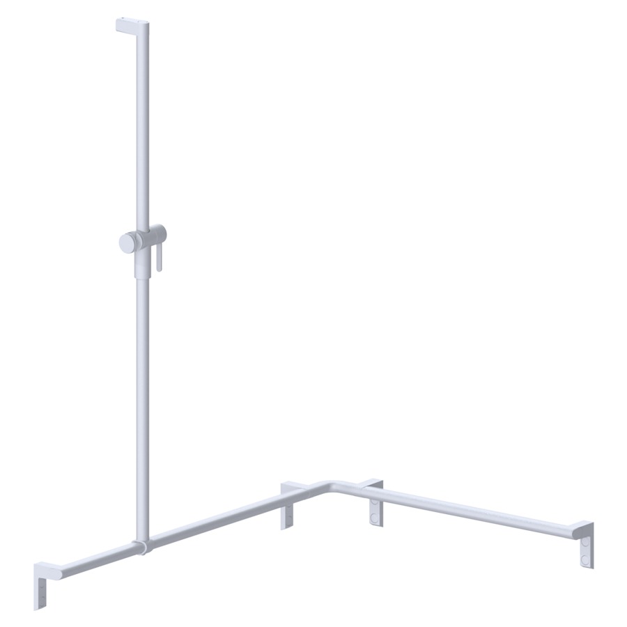 Barre d'appui d'angle
pour douche CAVERE
75 x 105 x 120 cm, aluminium
avec glissière de douche et
support de douche à gauche
set de fixation inclMBAU us
