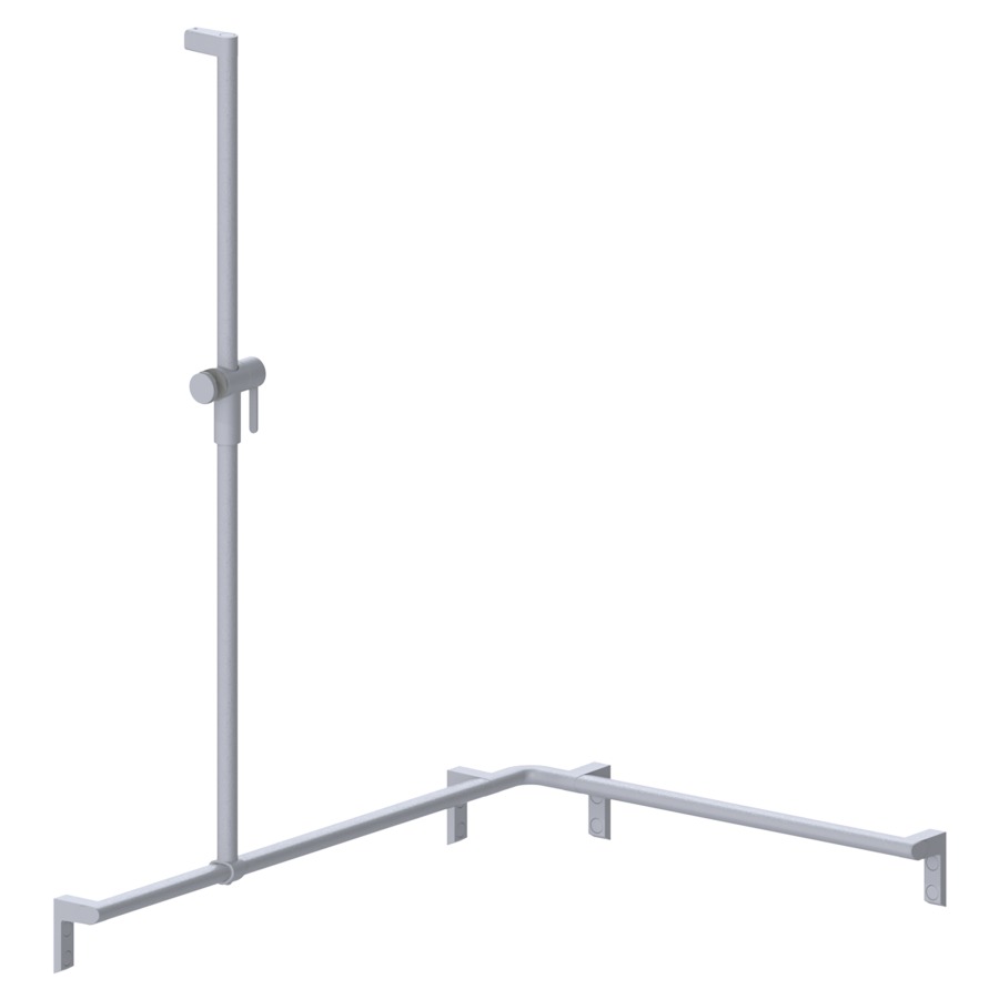 Barre d'appui d'angle
pour douche CAVERE
75 x 105 x 120 cm, aluminium
avec glissière de douche et
support de douche à gauche
set de fixation inclMBAU us
