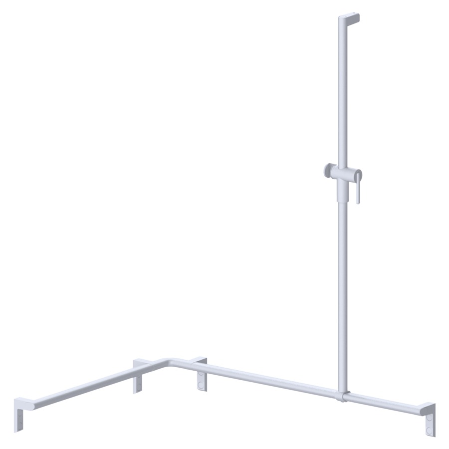 Barre d'appui d'angle
pour douche CAVERE
75 x 105 x 120 cm, aluminium
avec glissière de douche et
support de douche à droite
set de fixation inclus