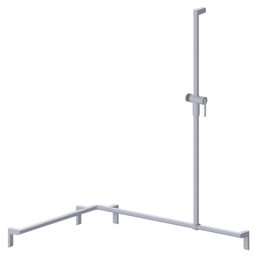 Barre d'appui d'angle
pour douche CAVERE
75 x 105 x 120 cm, aluminium
avec glissière de douche et
support de douche à droite
set de fixation inclus