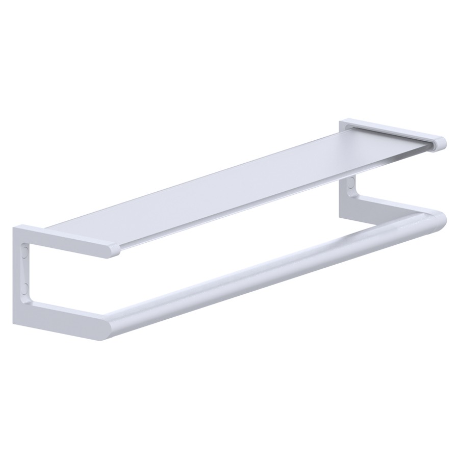 Tablette CAVERE
65 x 15 cm, en verre
clair, avec barre d'appui
et support en aluminium
set de fixation inclus