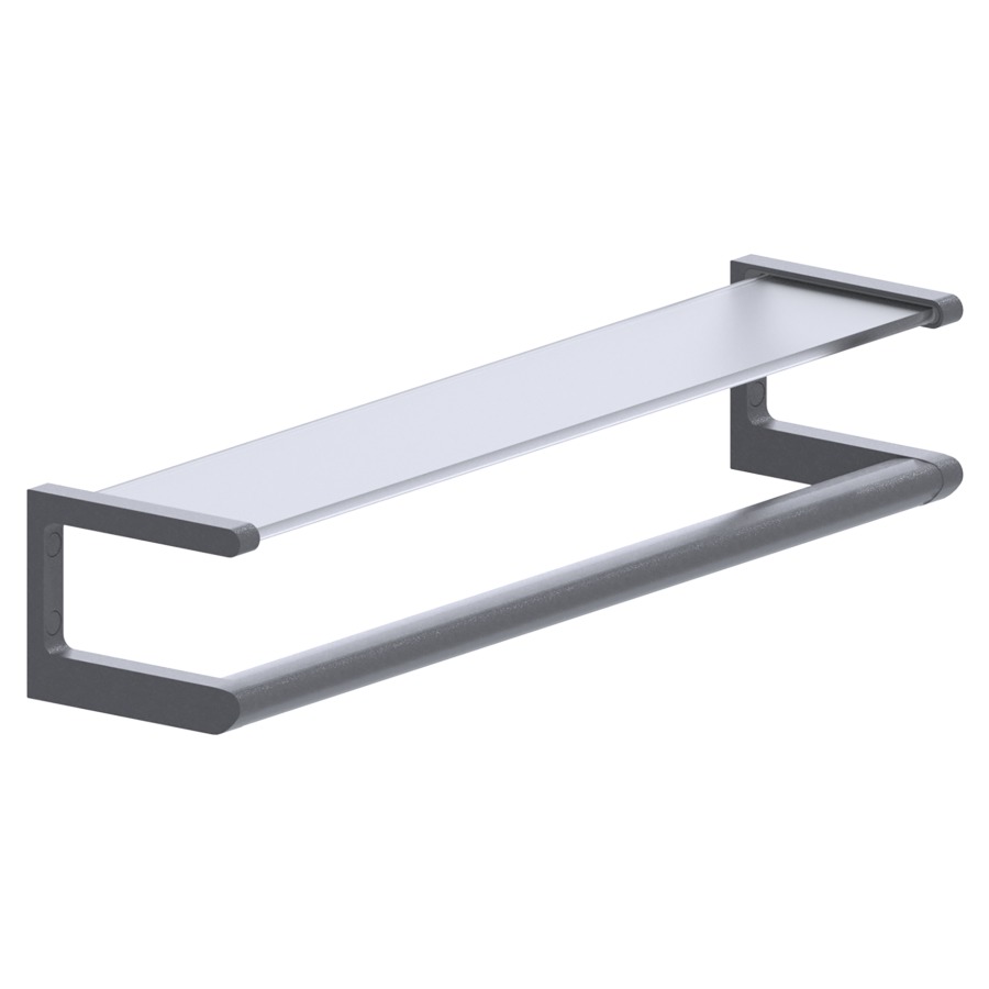 Tablette CAVERE
65 x 15 cm, en verre
clair, avec barre d'appui
et support en aluminium
set de fixation inclus