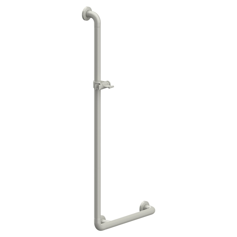 Barre d'appui coudée N 300
46 x 108,6 cm
interchangeable gauche/droite
glissière de douche et support
de douche, surface lisse
set de fixation inclus