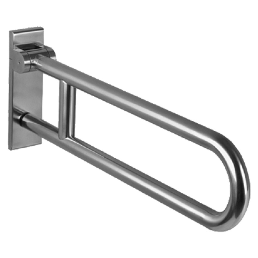 Klappgriff HEWI 805
A 85 cm, D 33 mm, Edelstahl
in vertikaler Stellung
seitlich drehbar, Wandplatte
Abdeckung aus Edelstahl
ohne Befestigungsset
587 390-394