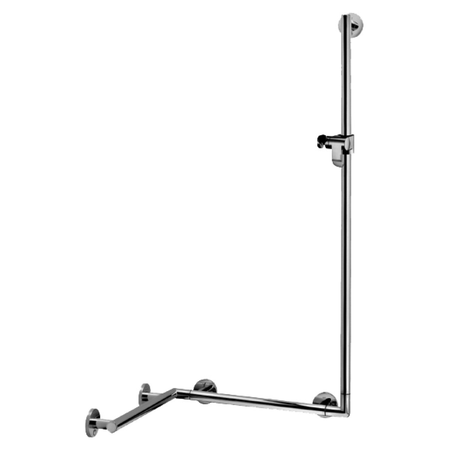 Barre d'appui d'angle
pour douche PLAN CARE
40 x 60 cm, H 118,2 cm
avec glissière de douche
et support de douche
interchangeable droite/gauche
avec set de fixation
5 x 589 041