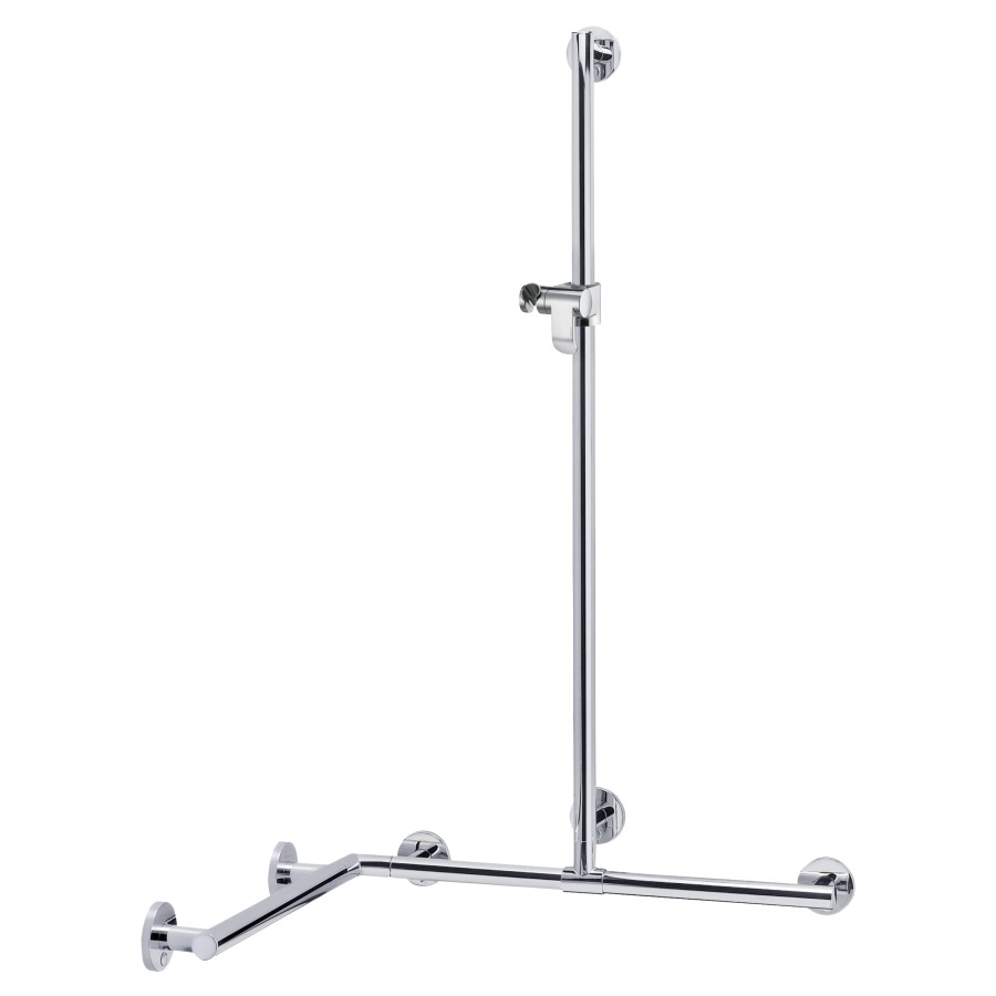Barre d'appui d'angle
pour douche PLAN CARE
60 x 60 cm, H 110 cm
avec glissière de douche
et support de douche
interchangeable droite/gauche
avec set de fixation
6 x 589 041
