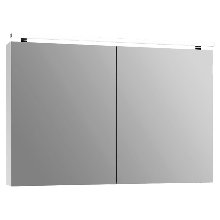 Armoire de toilette GLEN
100 x 69.5 x 17 cm
Matériau dérivé du bois
1&nbsp;prise double intérieur en bas
au centre, 2&nbsp;portes à double miroir
éclairage LED 10 Watt, 4300 Kelvin
1411 Lumen 2 étagères en verre réglables 
en hauteur par compartiment, IP20