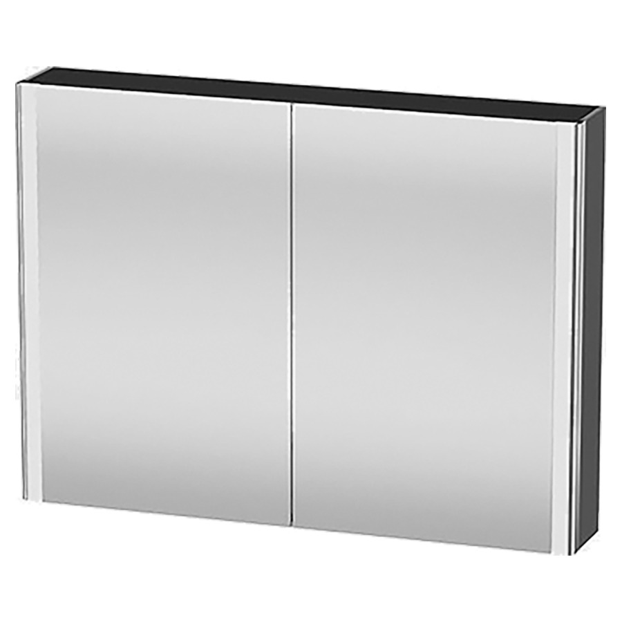 Armoire de toilette XSQUARE
100,0 x 80,0 x 15,6 cm
1 prise, 2 portes à double
miroir, 2 étagères en verre
1 étagère en bois, éclairage
de l'espace de toilette
interrupteur à capteur en bas
à droite, module LED, 3500
Kelvin, 27 W, IP44