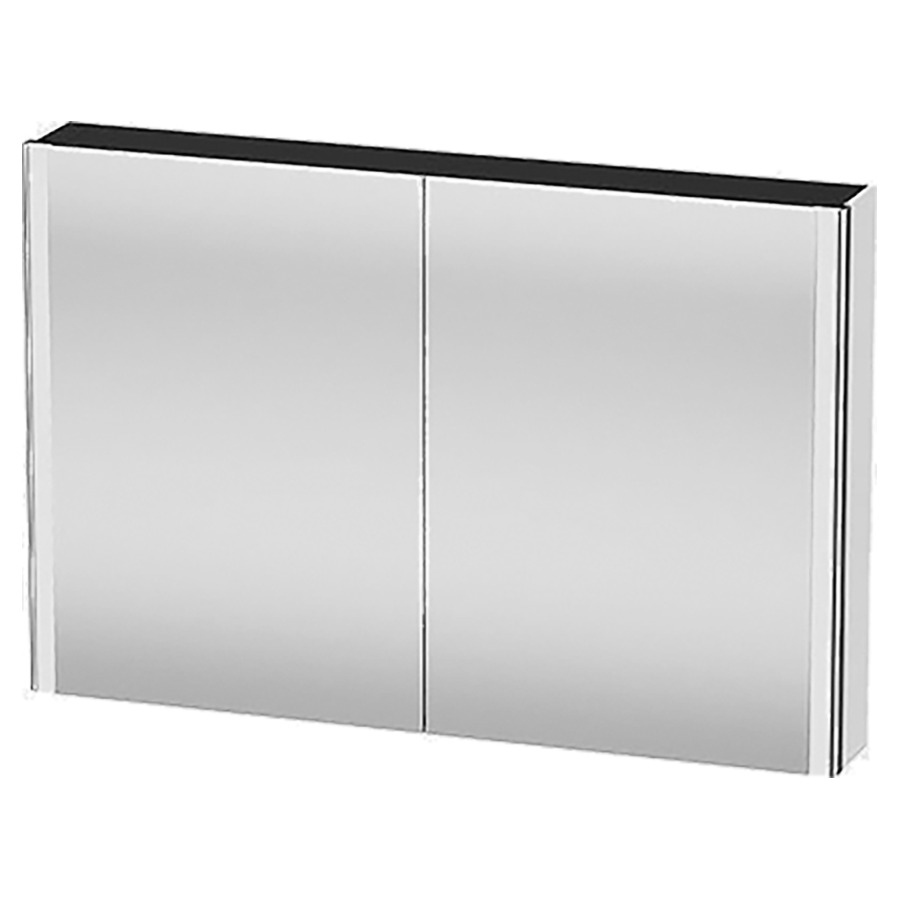 Armoire de toilette XSQUARE
120,0 x 80,0 x 15,6 cm
1 prise, 2 portes à double
miroir, 2 étagères en verre
1 étagère en bois, éclairage
de l'espace de toilette
interrupteur à capteur en bas
à droite, module LED, 3500
Kelvin, 27 W, IP44