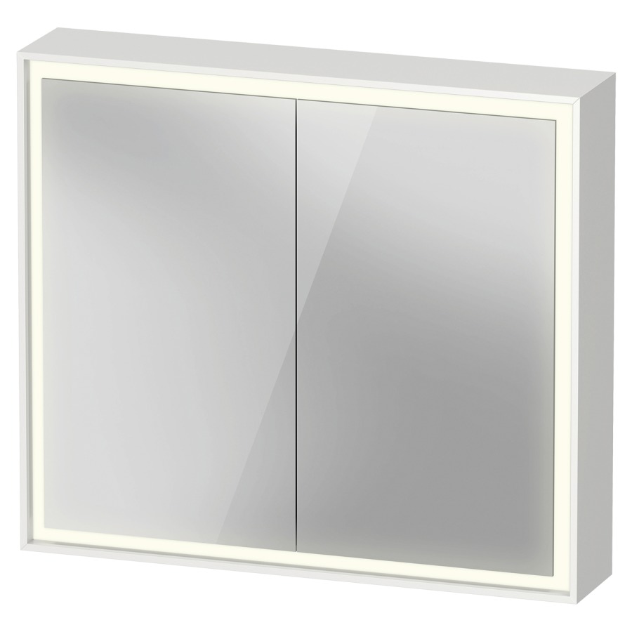 Armoire de toilette VITRIUM
80 x 70 x 15,5 cm
1 prise à droite, 2 portes
à double miroir (40/40)
2 étagères en verre
éclairage LED direct
entourante, 3500 K, 40 W
dimmable, commande éclairage
intérieur version capteur
sensitif, IP44