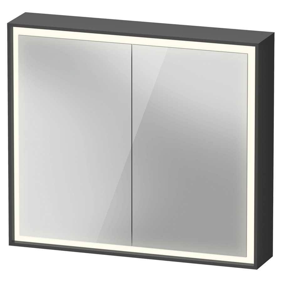 Armoire de toilette VITRIUM
80 x 70 x 15,5 cm
1 prise à droite, 2 portes
à double miroir (40/40)
2 étagères en verre
éclairage LED direct
entourante, 3500 K, 40 W
dimmable, éclairage LED
indirect en bas, commande
éclairage intérieur version
capteur sensitif, IP44