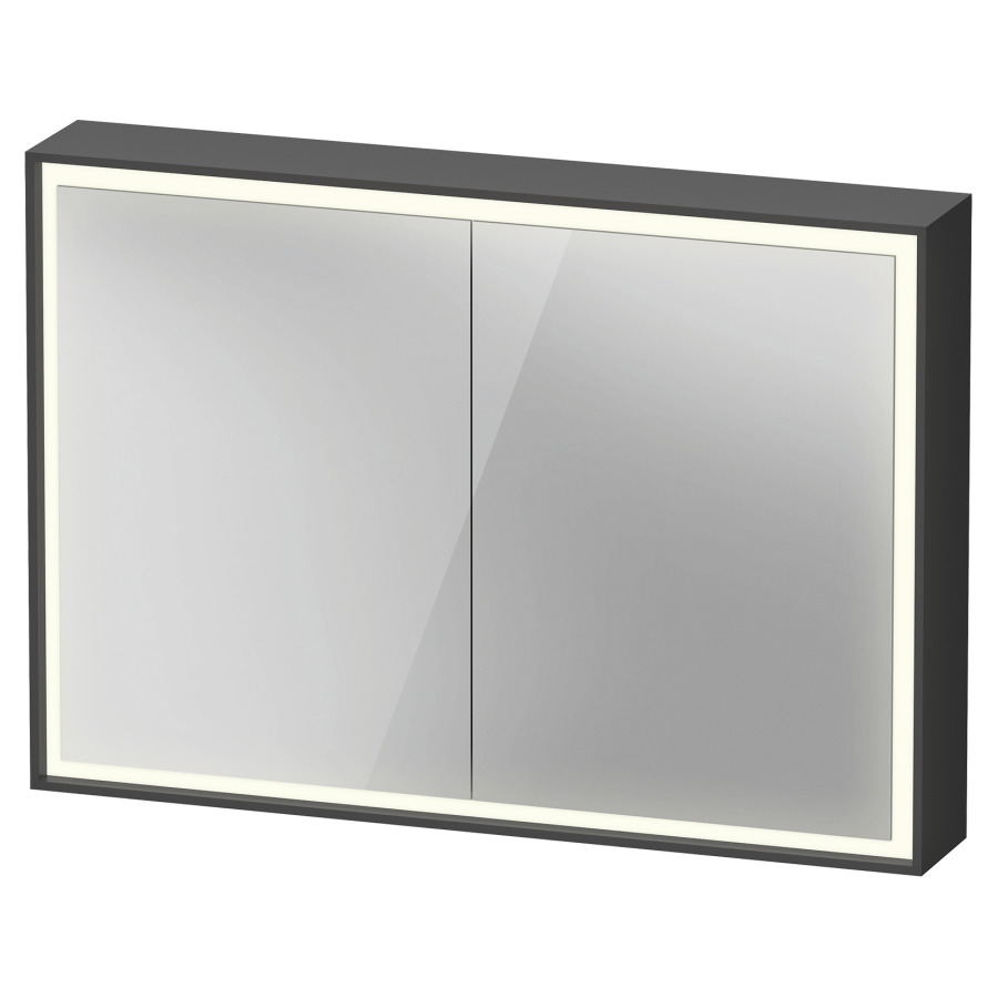Armoire de toilette VITRIUM
100 x 70 x 15,5 cm
1 prise à droite, 2 portes
à double miroir (50/50)
2 étagères en verre
éclairage LED direct
entourante, 3500 K, 46 W
dimmable, commande éclairage
intérieur version capteur
sensitif, IP44