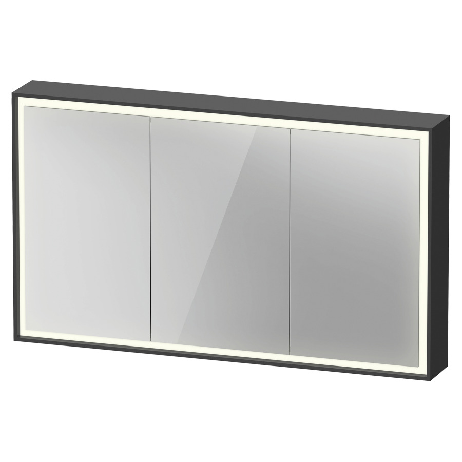 Armoire de toilette VITRIUM
120 x 70 x 15,5 cm
1 prise à droite, 3 portes
à double miroir (40/40/40)
4 étagères en verre
éclairage LED direct
entourante, 3500 K, 52 W
dimmable, commande éclairage
intérieur version capteur
sensitif, IP44