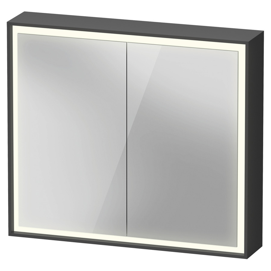 Armoire de toilette VITRIUM
80 x 70 x 15,5 cm
1 prise à droite, 2 portes
à double miroir (40/40)
2 étagères en verre
éclairage LED direct
entourante, 3500 K, 40 W
dimmable, éclairage LED
indirect en bas, IP44