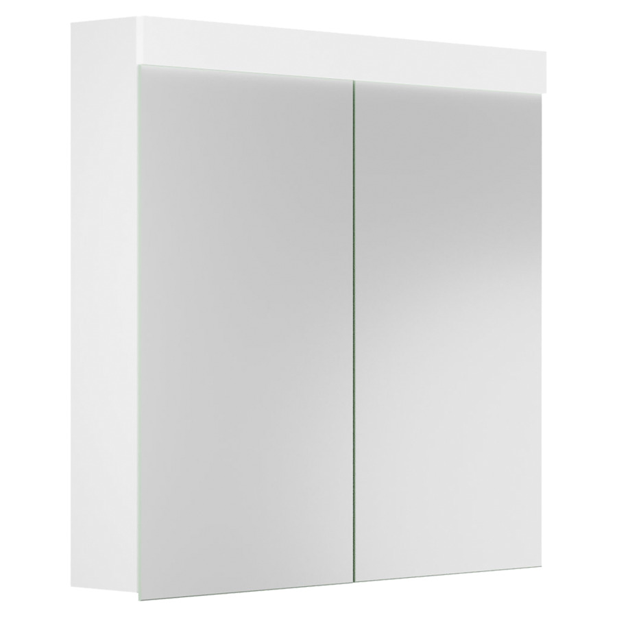 Armoire de toilette PURO LED
80 x 76,5 x 12,5 cm
profil en aluminium, prise
double en haut dans le boîte
gauche changeable, 2 portes
à double miroir (40/40)
LED en haut 14,40 W, IP24