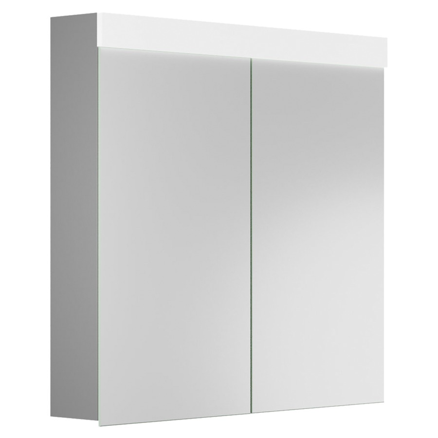 Armoire de toilette PURO LED
80 x 76,5 x 12,5 cm
profil en aluminium, prise
double en haut dans le boîte
gauche changeable, 2 portes
à double miroir (40/40)
LED en haut 14,40 W, IP24