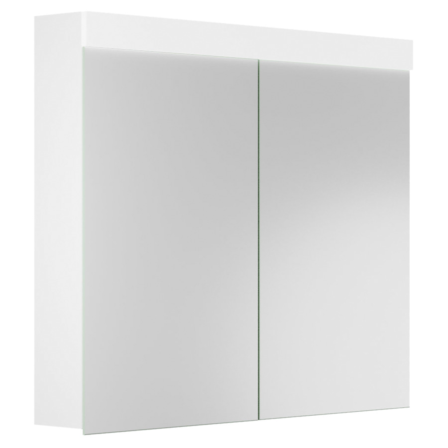 Armoire de toilette PURO LED
90 x 76,5 x 12,5 cm
profil en aluminium, prise
double en haut dans le boîte
gauche changeable, 2 portes
à double miroir (45/45)
LED en haut 15,84 W, IP24