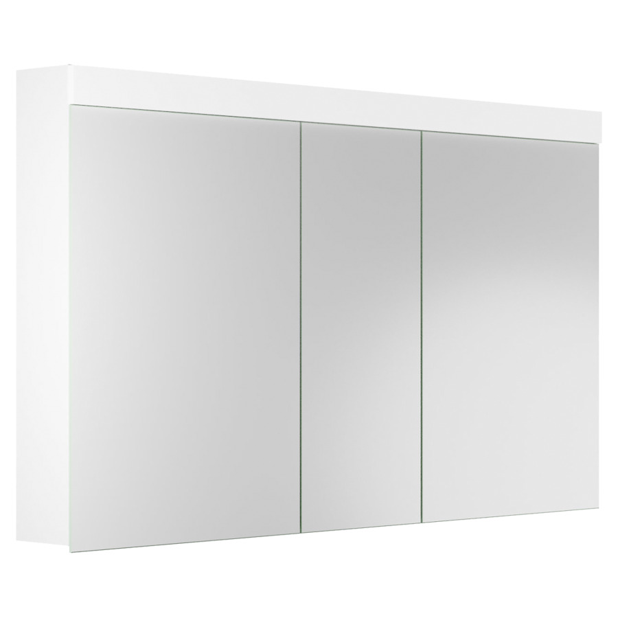 Armoire de toilette PURO LED
130 x 76,5 x 12,5 cm
profil en aluminium, prise
double en haut dans le boîte
gauche, changeable, 3 portes
à double miroir (50/30/50)
LED en haut 23,04 W, IP24