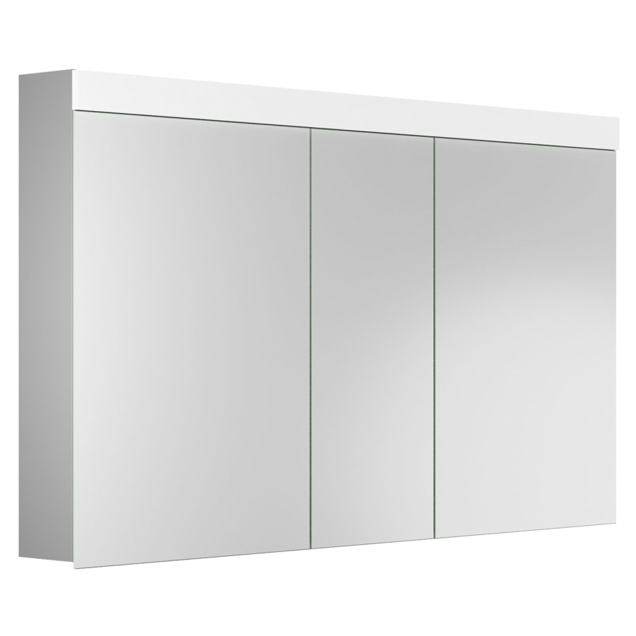 Armoire de toilette PURO LED
130 x 76,5 x 12,5 cm
profil en aluminium, prise
double en haut dans le boîte
gauche, changeable, 3 portes
à double miroir (50/30/50)
LED en haut 23,04 W, IP24