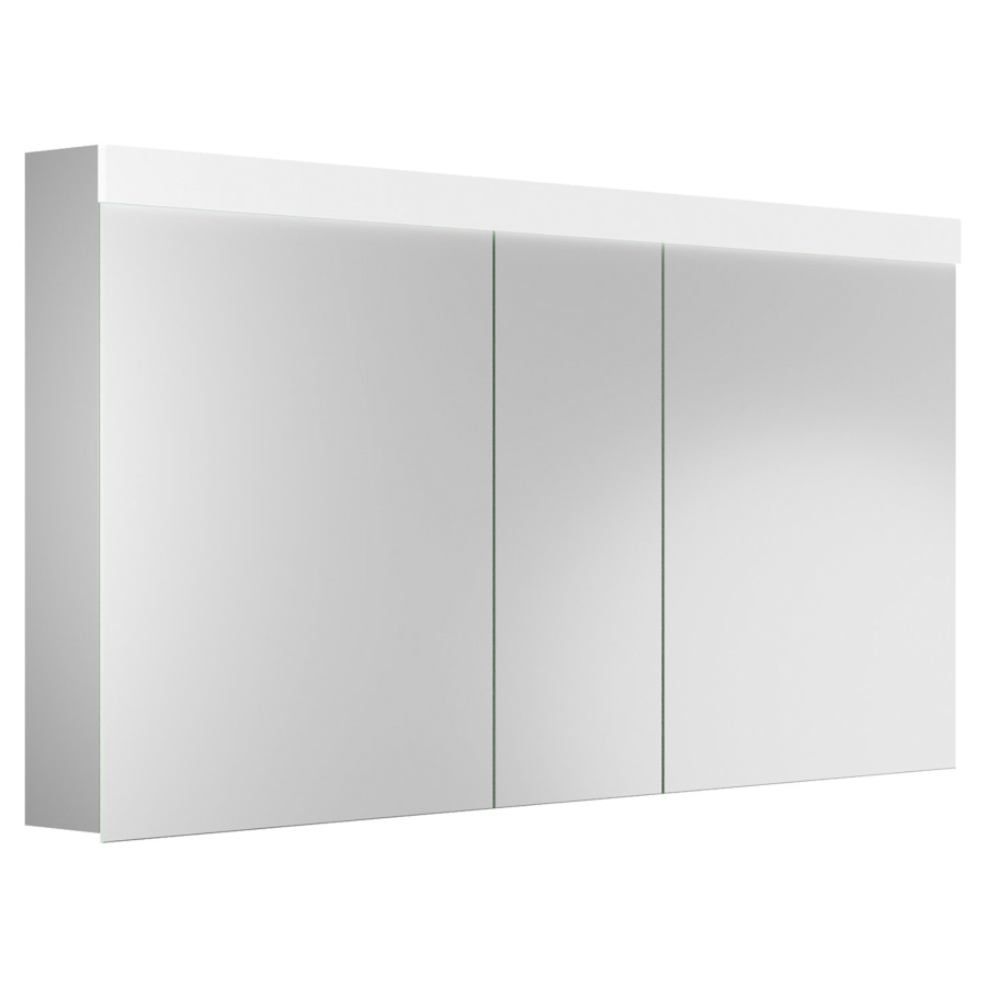 Armoire de toilette PURO LED
150 x 76,5 x 12,5 cm
profil en aluminium, prise
double en haut dans le boîte
gauche changeable, 3 portes
à double miroir (60/30/60)
LED en haut 27,36 W, IP24