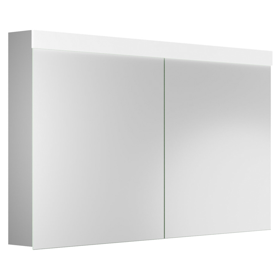 Armoire de toilette PURO LED
130 x 76,5 x 12,5 cm
profil en aluminium, prise
double en haut dans le boîte
gauche, changeable, 1 paroi
de séparation, 2 portes
à double miroir (65/65)
LED en haut 23,04 W, IP24