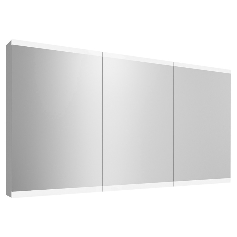 Armoire de toilette METRUM
130 x 71,7 x 13,6 cm
profil en aluminium
2 prises double à l'intérieur
en bas à droite et à gauche
3 portes à double miroir
(50/30/50)
éclairage LED 34,34 W
Tunable White 2700-6500 K
commande de l'éclairage
clavier/application
6 tablettes en verre
réglable en continu
boîte cosmétique, miroir
grossissant inclus, IP24
