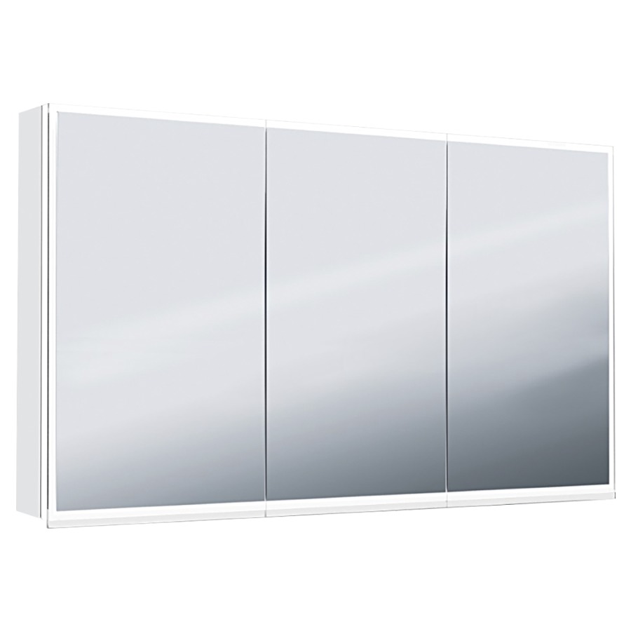 Armoire de toilette ILLUMINATO
150 x 71,5 x 12,5 cm
profil en aluminium
1 prise double ergonomique
chacun à l'intérieur
ci-dessous dans les
compartiments de droite et
de gauche, 2 parois de
séparation, 3 portes
à double miroir (50/50/50)
éclairage LED réglable
IP24