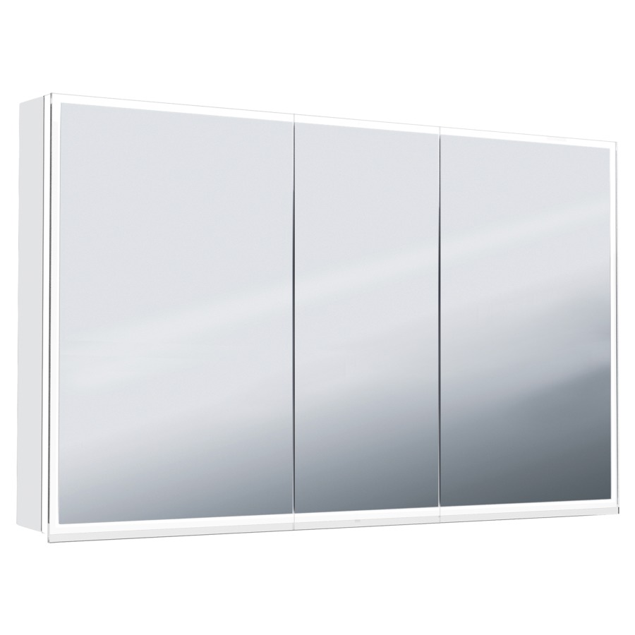 Armoire toilet. ILLUMINATO 2.0
128 x 73 x 13,2 cm
profil en aluminium
2 prises double à l'intérieur
en bas, 3 portes à double
miroir (49/30/49), éclairage
du cadre par LED 37,08 W
Tunable White 2700-6500 K
commande de l'éclairage
clavier/application
6 tablettes en verre, réglable
en continu, boîte cosmétique
miroir grossissant inclus
IP24
