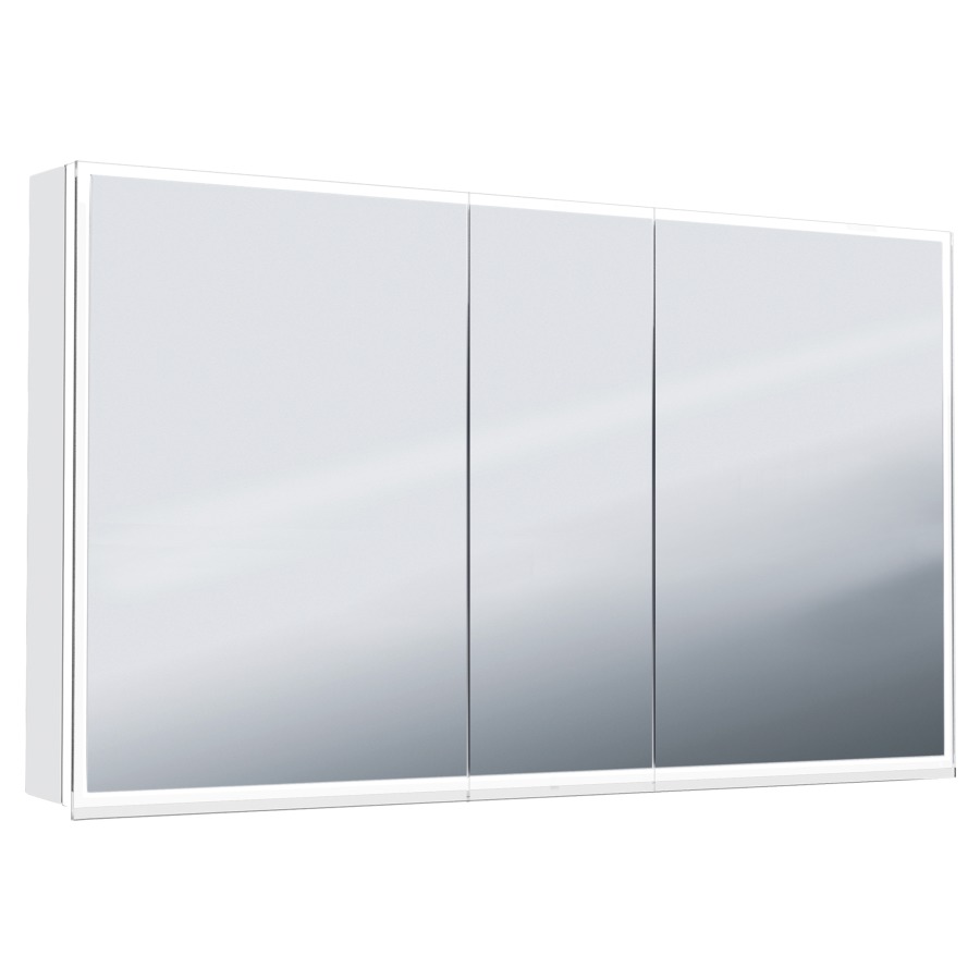 Armoire toilet. ILLUMINATO 2.0
148 x 73 x 13,2 cm
profil en aluminium
2 prises double à l'intérieur
en bas, 3 portes à double
miroir (59/30/59), éclairage
du cadre par LED 40,88 W
Tunable White 2700-6500 K
commande de l'éclairage
clavier/application
6 tablettes en verre, réglable
en continu, boîte cosmétique
miroir grossissant inclus
IP24