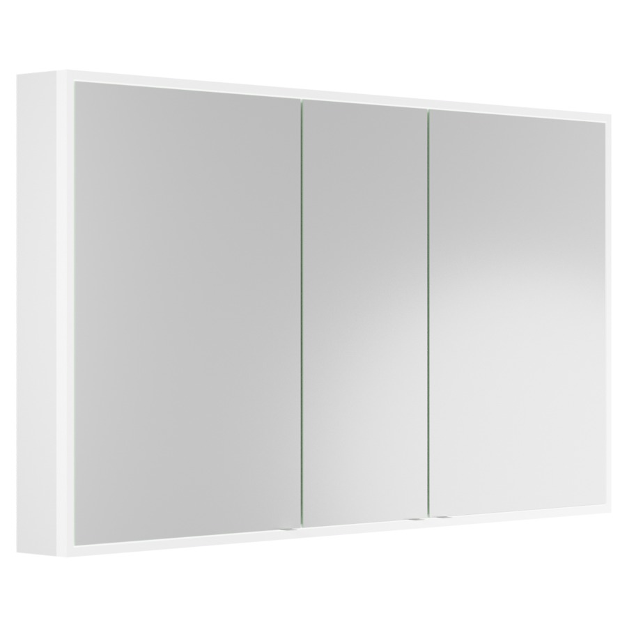 Armoire de toilette AVALON
128 x 73 x 13,2 cm
profil en aluminium
2 prises double à l'intérieur
en bas, 3 portes à double
miroir (49/30/49)
éclairage du cadre par LED
IP24