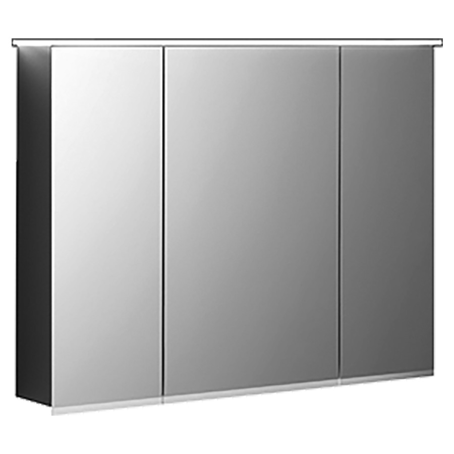 Armoire de toilette OPTION
PLUS, 90,0 x 70,0 x 15,0 cm
3 portes à double miroir
1 prise, 1 miroir grssissant
éclairage LED direct 10,5 W
1470 lm, éclairage LED
indirect 4 W, 560 lm
interrupteur à capteur, IP44