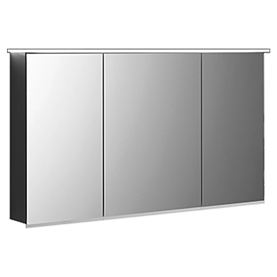 Armoire de toilette OPTION
PLUS, 120,0 x 70,0 x 15,0 cm
3 portes à double miroir
2 prises, 1 miroir grssissant
éclairage LED direct 13,5 W
1890 lm, éclairage LED
indirect 5,5 W, 770 lm
interrupteur à capteur, IP44