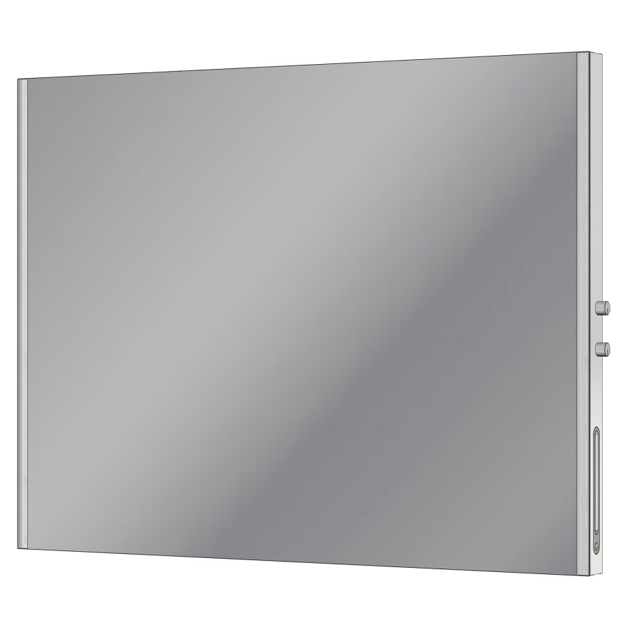 Miroir lumineux FOCUS
100 x 76 x 5 cm
système breveté à deux
interrupteurs avec commande
rotative et lumière de
maquillage SIDLER, LED 55 W
en bas 4 W, Lumen 6550
Lumen en bas 481, IP24