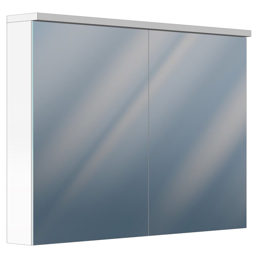 Armoire de toilette ESSENZA
100 x 72 x 12/15 cm
profil en aluminium
2 portes à double miroir
1 prise double en bas
1 support cosmétique
interchangeable, éclairage LED
direct en haut 38 W
Lumen en haut 5290, IP24