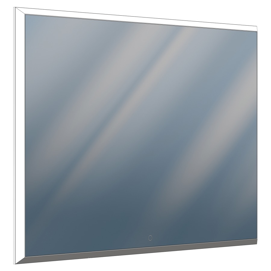 Miroir lumineux QUADRO
130 x 91,5 x 5 cm
profil en aluminium
éclairage LED direct 73 W
entourante, dimmable
commutable latéralement et en
haut, Lumen 8566, IP24