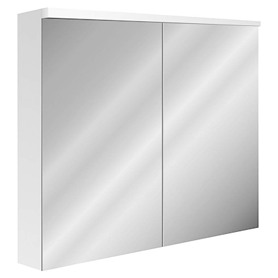 Armoire de toilette XAMO AP
80 x 76 x 13/14,5 cm
profil en aluminium, 2 prises
double en bas, 2 portes
à double miroir, éclairage en
haut LED 20 W, 2475 Lumen
dimmable, capteur dans
l'armoire, reproduction en
couleur CRI 90, IP24