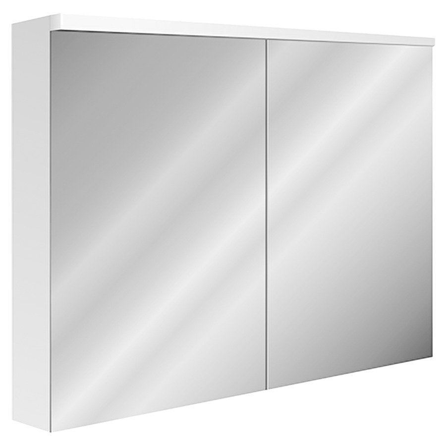 Armoire de toilette XAMO AP
100 x 76 x 13/14,5 cm
profil en aluminium, 2 prises
double en bas, 2 portes
à double miroir, éclairage en
haut LED 26 W, 1335 Lumen
dimmable, capteur dans
l'armoire, reproduction en
couleur CRI 90, IP24