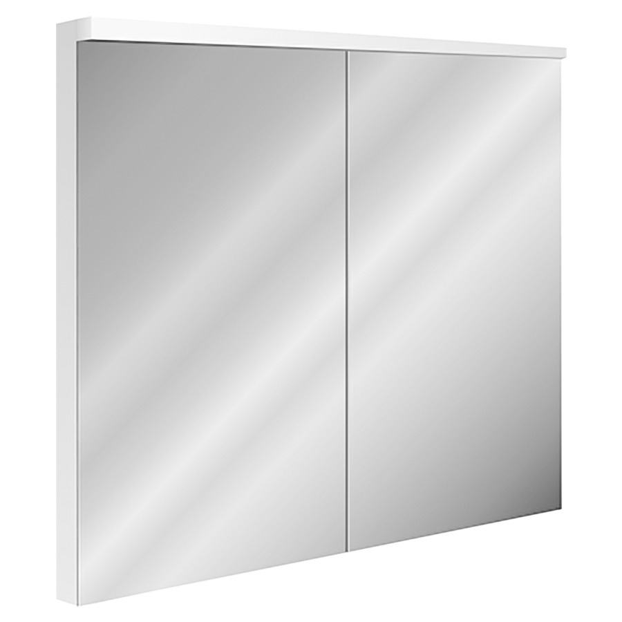 Armoire de toilette XAMO UP
80 x 76 x 13/14,5 cm
profil en aluminium, 2 prises
double en bas, 2 portes
à double miroir, éclairage en
haut LED 20 W, 2475 Lumen
dimmable, capteur dans
l'armoire, reproduction en
couleur CRI 90, IP24