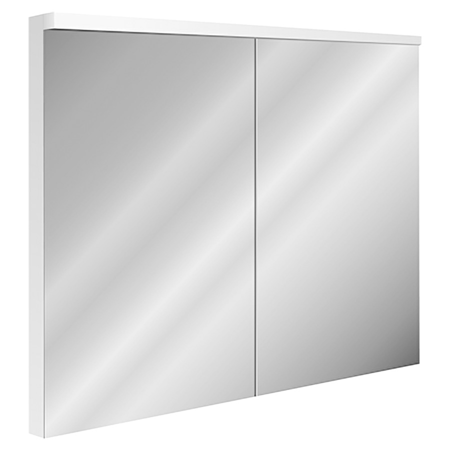 Armoire de toilette XAMO UP
90 x 76 x 13/14,5 cm
profil en aluminium, 2 prises
double en bas, 2 portes
à double miroir, éclairage en
haut LED 23 W, 2805 Lumen
dimmable, capteur dans
l'armoire, reproduction en
couleur CRI 90, IP24