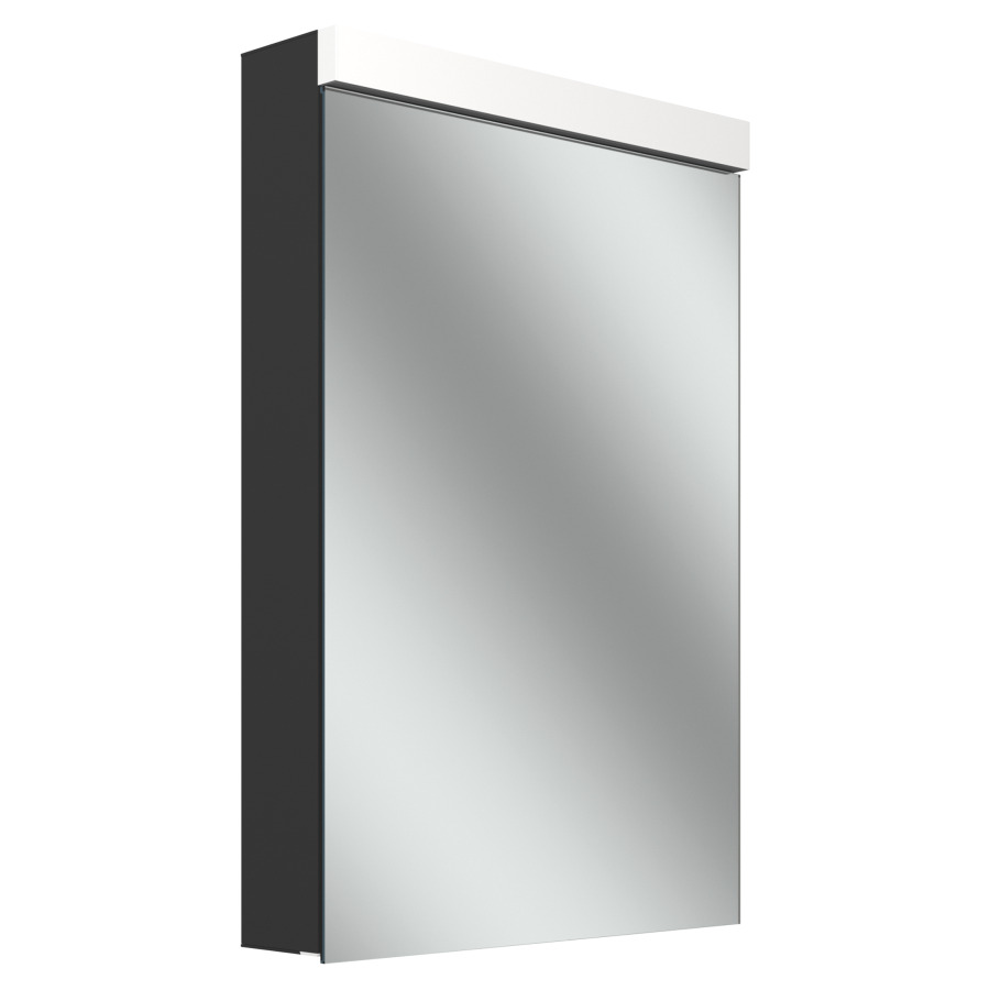 Armoire de toilette Schneider LOW plus LED
profil en aluminium
49.5 x 74.7 x 12/13.3 cm
pour montage AP ou UP
prise double en bas à droite
sur le profil latéral, porte à
double miroir charnières
à gauche ou à droite
éclairage LED direct en haut
éclairage LED indirect en bas
12/8 W, dessus et dessous
séparément commutable et
dimmable, IP44