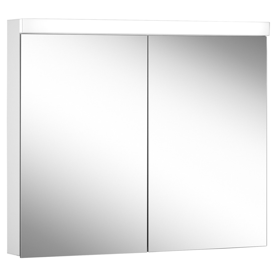 Armoire de toilette Schneider LOW plus LED
profil en aluminium
89.5 x 74.7 x 12/13.3 cm
pour montage AP ou UP
prises double en bas à gauche
et à droite sur le profil
latéral, 2 portes à double
miroir, éclairage LED direct
en haut, éclairage LED
indirect en bas 23/14 W
dessus et dessous séparément
commutable et dimmable, IP44